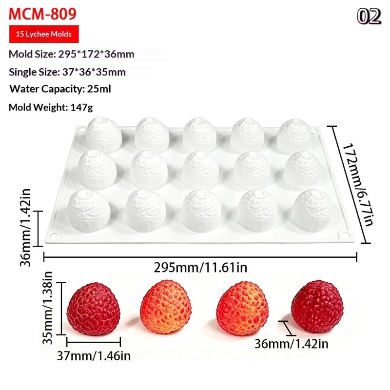 Mousse Cake Mold Silicone Baking Mold Fruit Series Hami Melon Lychee Blueberry Grape Chocolate Mold French Dessert Diy