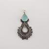 Aqua Chalcedony Gemstone 925 Sterling Silver Jewelry Partywear Pendant 1.8" For Women CP-45-20