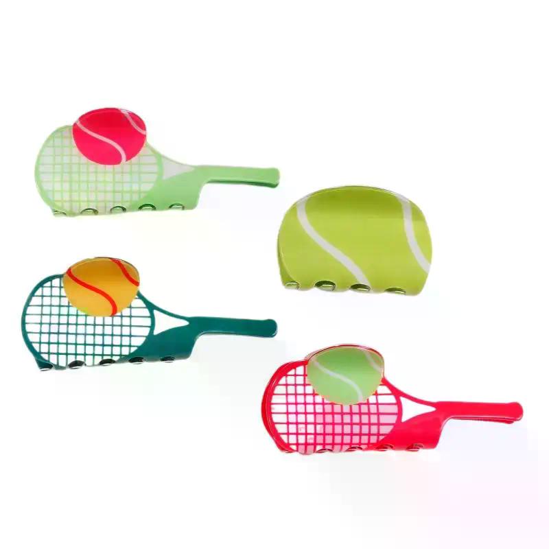 Acetic Acid Shark Hair Claw Tennis Racket Design Fashion Hair Clip Cute Headwear Accessories for Women Girls