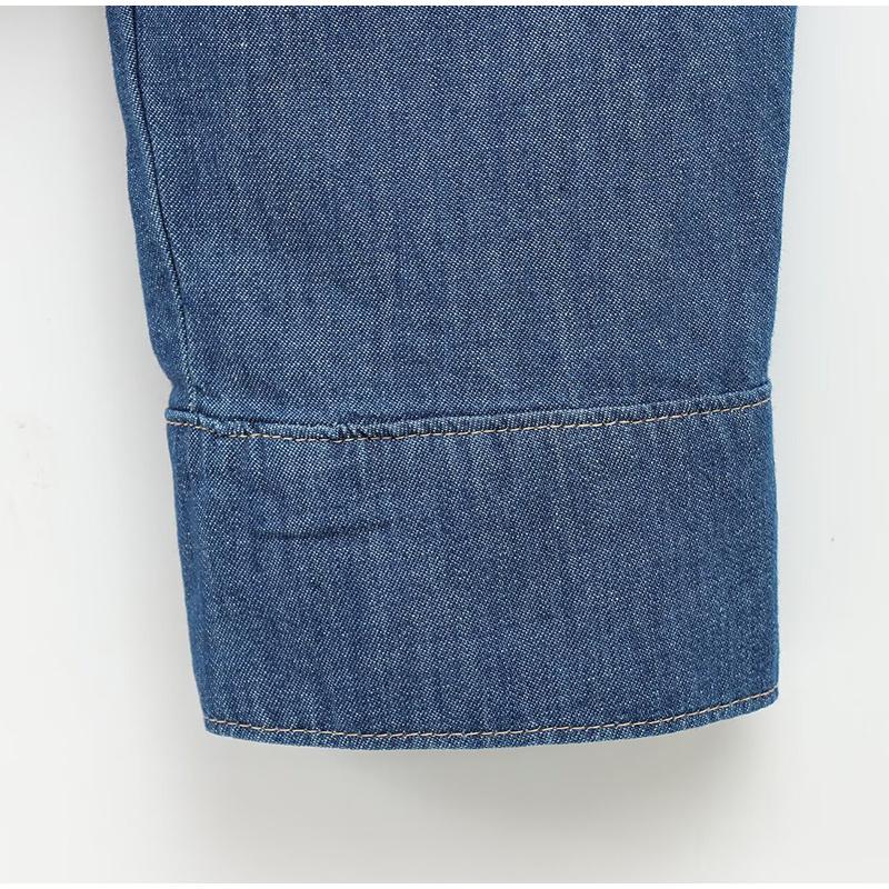 Casual Denim Solid Color Shirt Women Long Sleeve Peter Pan Collar Button Shirts Lady 2025 Spring Summer Loose Single Breasted Outwear