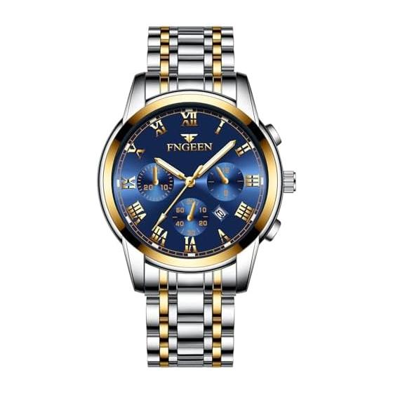 Men s Stainless Steel Calendar 3ATM Waterproof: Diamond Luminous Analog Display Stylish Antique Quartz Watch Silver Blue Men s Fashion Accessory -
