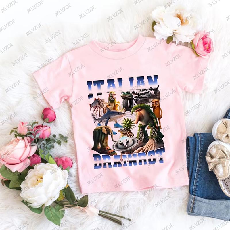 Cappuccina Ballerina Funnu Italian Brainrot Meme Cotton Children Tshirt Summer Sports Tees Boys Girls Clothes Casual Kids Tops