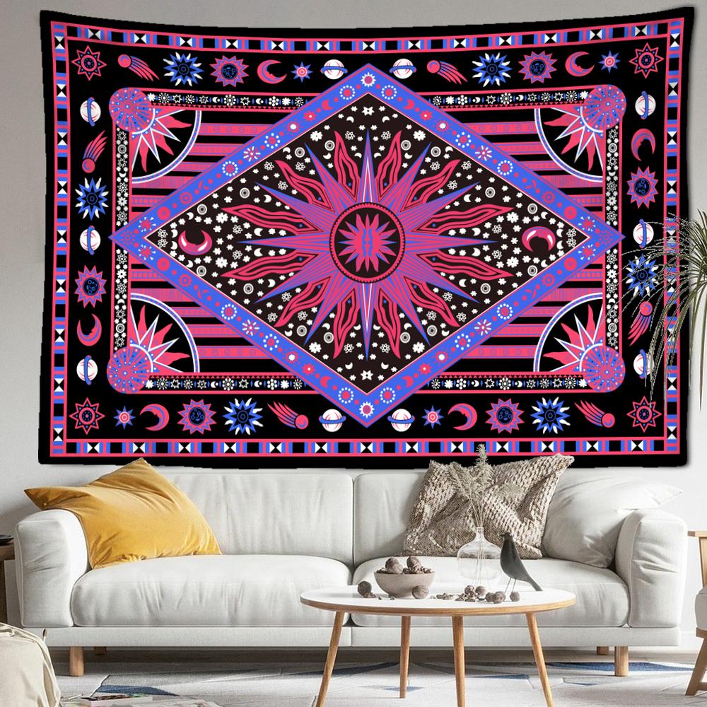 

Розовый Фиолетовый Солнце Луна Таро Гобелен Настенный Ковер Психоделическое Колдовство Богемный Стиль Гостиная Спальня Домашний Декор 150x130CM
