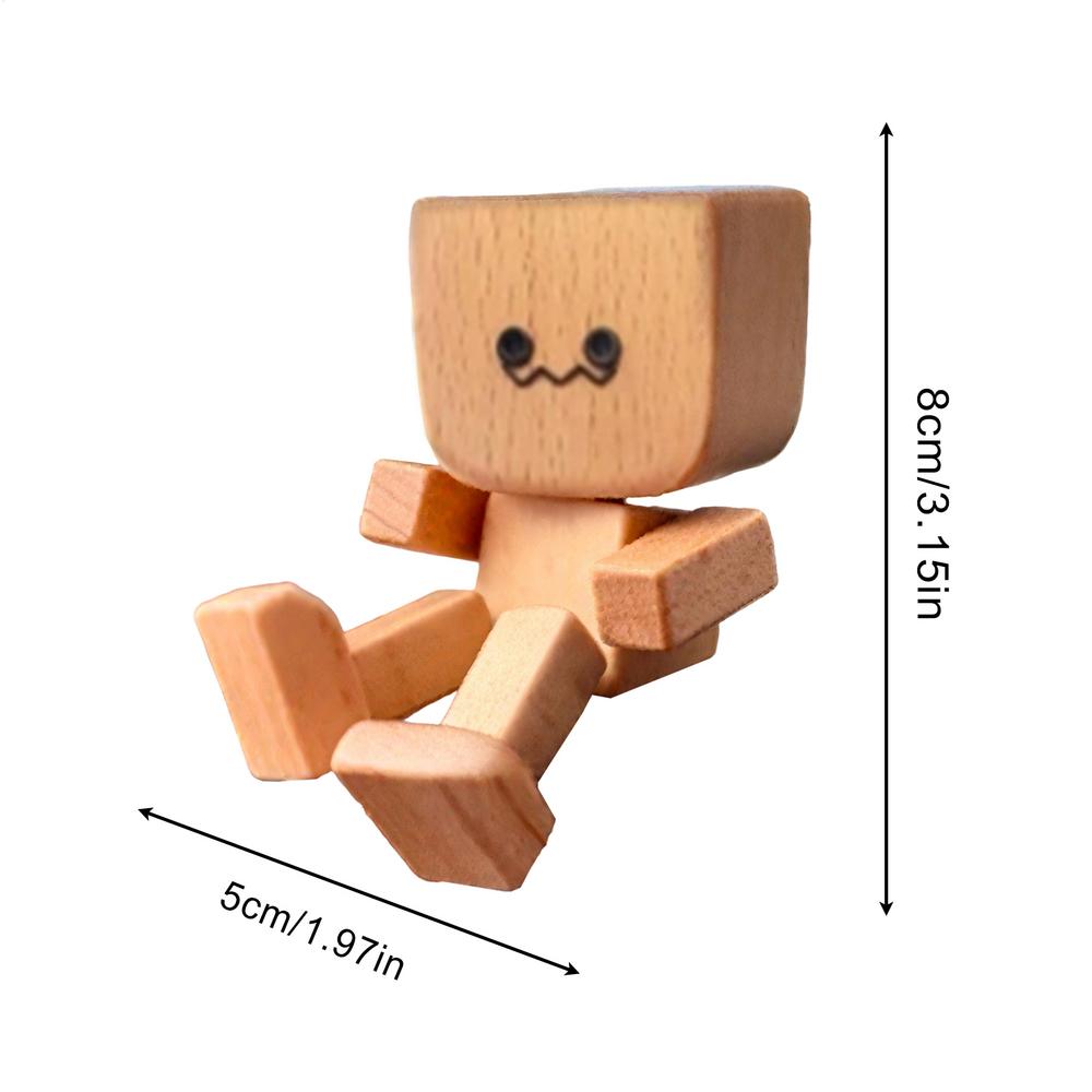 Shaking Wooden Man Figurine Handmade Shaking Doll Car Dashboard Decor Statue for Automotive Console Scooters Sedans Pickups