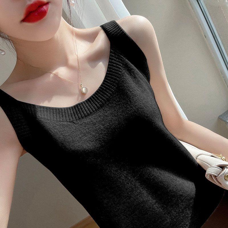 Womens Spring Summer Sleeveless Knitted Tank Top With Embroidery And 3d Effect For Casual Wear
