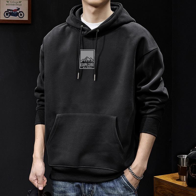 Herren Hoodie mit Retro-Buchstabendruck - Amerikanischer Hong Kong Stil, Lockerer Schnitt, Trendige Freizeitjacke für Frühling/Herbst.
