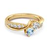 Blue Topaz Twin Stone Pavé Ring - 925 Sterling Silver Gold Vermeil