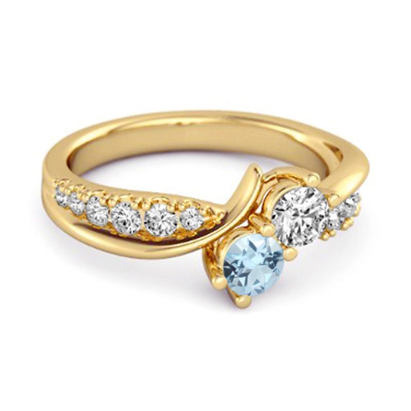 Blue Topaz Twin Stone Pavé Ring - 925 Sterling Silver Gold Vermeil