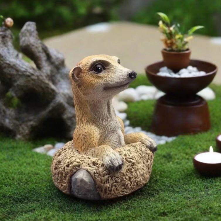 Figurina Realistica di Suricato in Resina per Decorazione Animale da Giardino