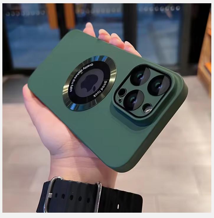 

Роскошный чехол Magsafe Wireless Charge для iPhone 15 16 14 13 12 11 Pro Max 16 Plus, матовый магнитный защитный чехол для задней панели For iPhone 15Pro Max зелёный