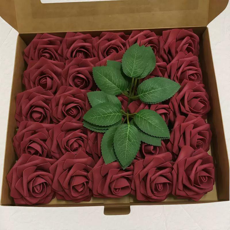 8cm Foam Rose Artificial Flower with Stem for Weddings and Valentine's Day