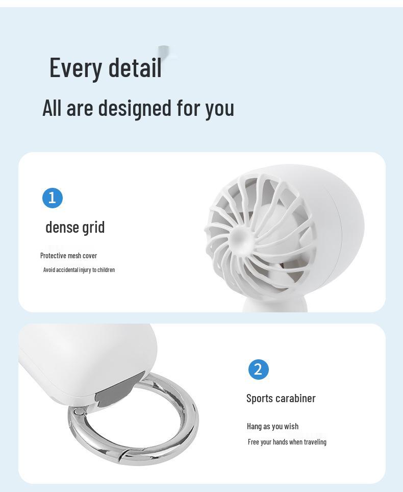 Compact USB Rechargeable Handheld Fan with 5-Speed Settings and Long Battery Life
