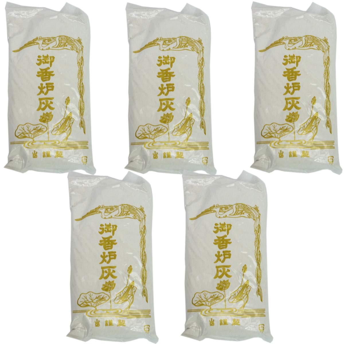 

Set of 5 Large Incense Burner Ashes [600g] for Obon, Memorial Services, Shinto Ceremonies, Graves, Buddhist Altars, and Buddhist Altar Accessories