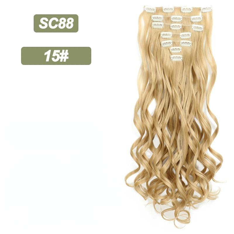 MISSQUEEN Long Wavy Ombre Hair Extensions 16 Hairpins Clipped In The Hair Extensions To Synthesize A Heat Resistant Thick Wig