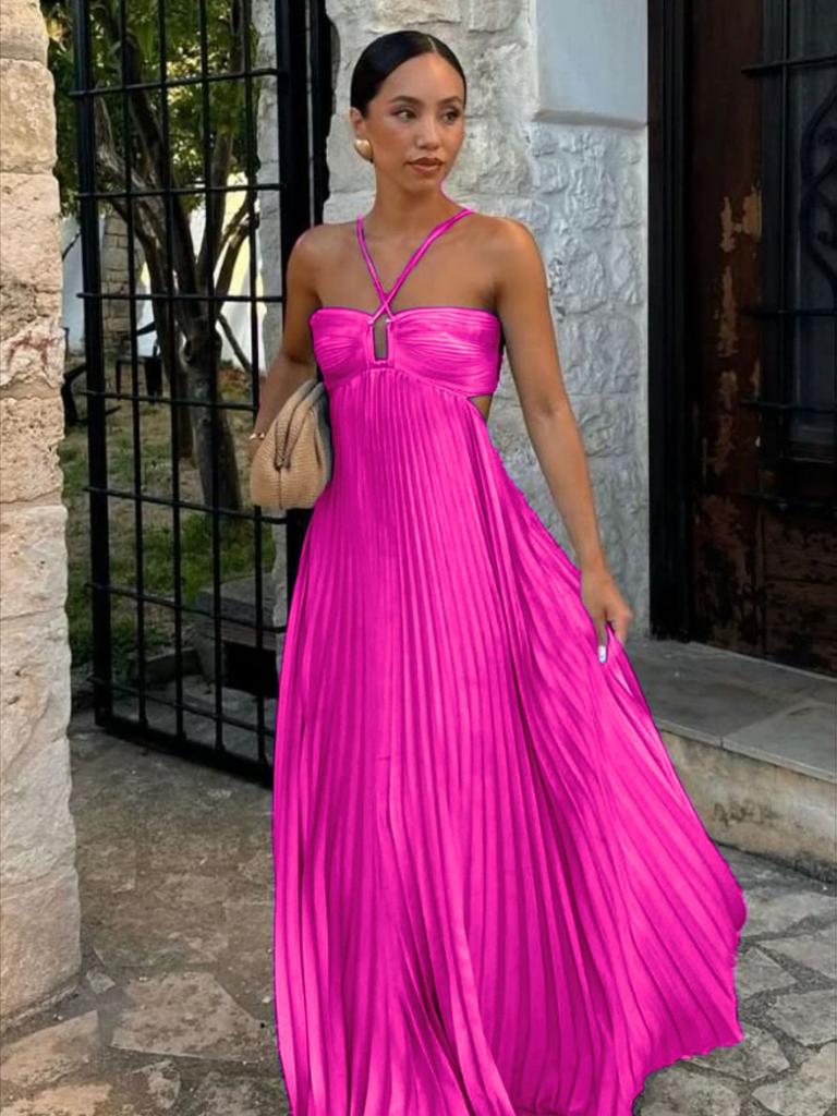 Newest Summer Pure Color Ribbed Sling Camisole Sleeveless Dress