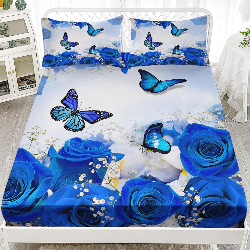 Beautiful Butterfly Pattern Mattress Three-Piece Digital Printing Bedding Mattress Three-Piece Set Small And Fresh