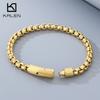 Gold Plated Stainless Steel Franco Chain Bracelet for Men Hip Hop 8MM Square Clasp Bangle Accessory Waterproof Jewelry Gift
