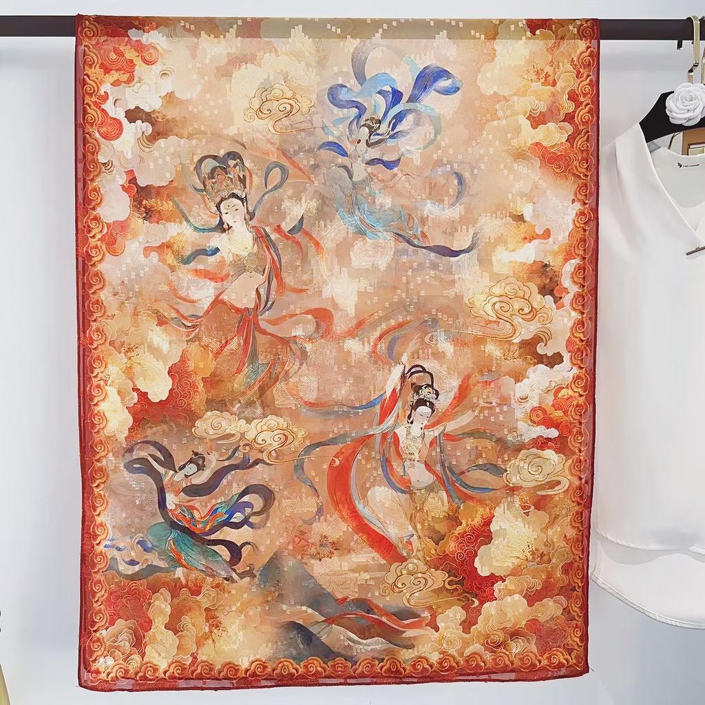 Simulationsseide Mode Blume-Schnitt Seidenschal Damen Einseitig Zweifarbig Blume Retro Schal