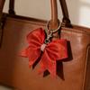 Shining Leather Bowknot Keychain Pendant Featuring Secure Hook For Organized Key Carrying And Stylish Enhancement