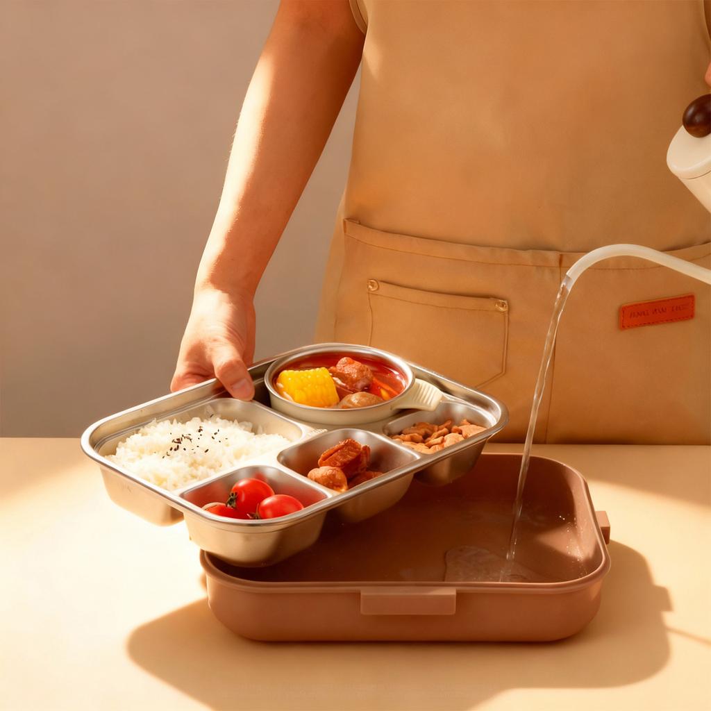 1500ML 4/5 Grids Portable Capybara 304 Stainless Steel Lunch Box With Bowl&Cutlery Student Kids Lunch Container Microwave Safe