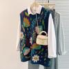 DIMANAF 2024 Autumn Women Sleeveless Vest Printing Sweaters Knitting Casual Style Loose Sweater