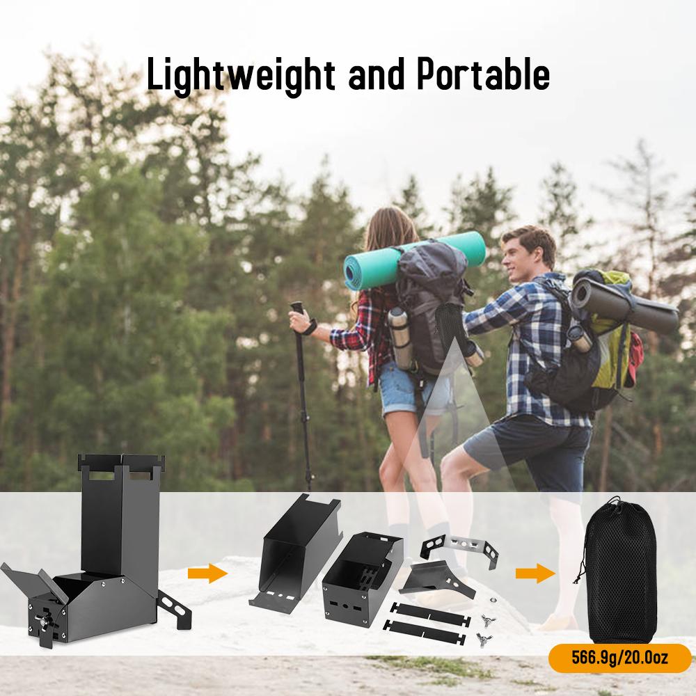 Lixada Outdoor Collapsible Wood Burning Stainless Steel Stove Backpacking Camp Tent Stove