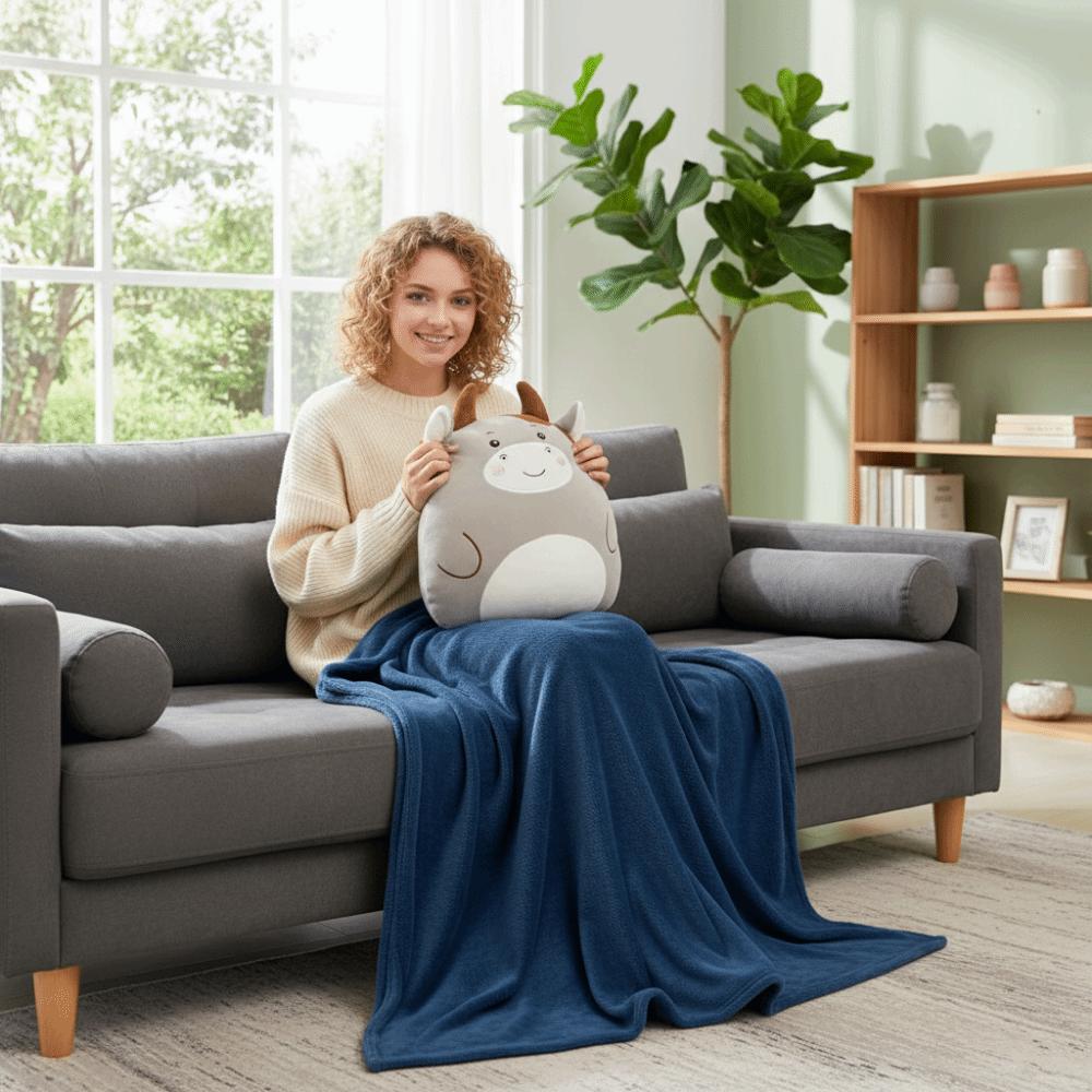 Flannel Cartoon Pillow Quilt Soft Storage Design 2 In 1 Cushion Blanket Comfortable Stuffed Sofa Blanket Afternoon Rest