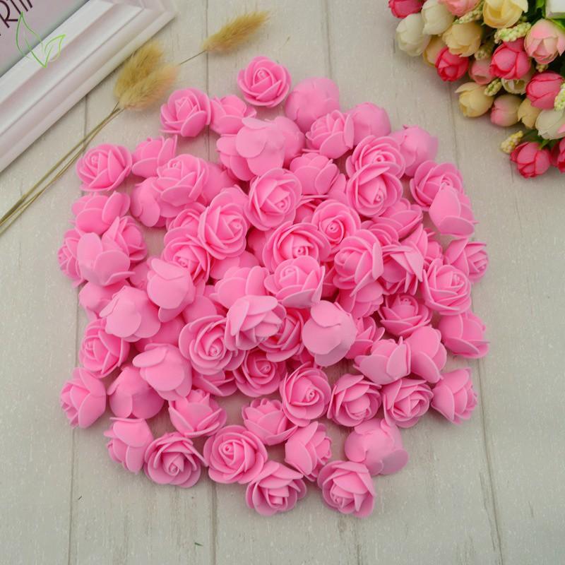 50PCS PE Foam Fake Flower Roses Head Artificial Flowers Cheap Wedding Decoration for Scrapbooking Gift Box Diy Wreath Multi-Use