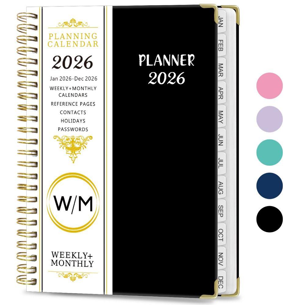 A5 Size 2026 Planner Notebook Yearly Schedule Daily Plan Yearbook Spiral Notebook  Office Supplies