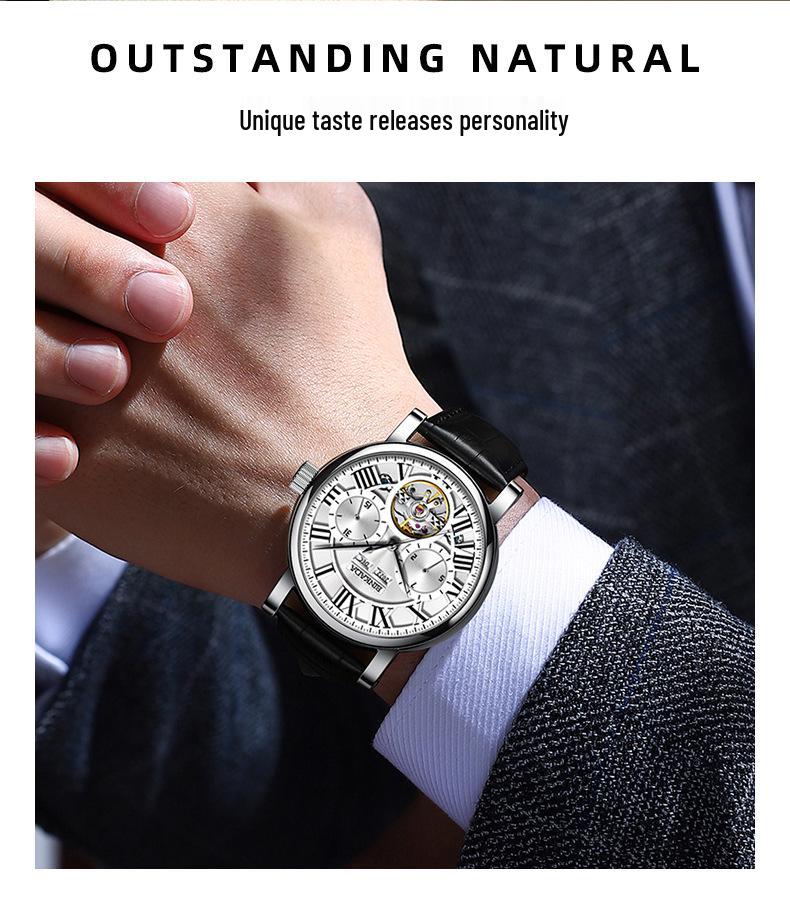 BINKADA Herrenmode Skelett Mechanisch Leuchtend Wasserdicht Uhr