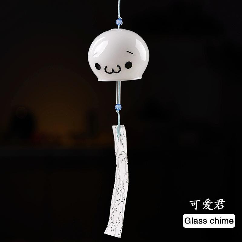 Japanese Style Cute Wind Chime Handmade Glass Painted Hanging Ornament Creative Gift for Girls