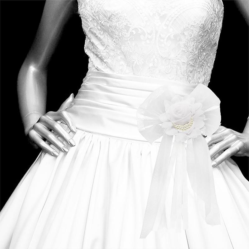 1Pair White High-quality Silk Ribbon Romantic Pearl Bud Party Decor Supplies Wedding Car Decoration Lace Flowers Chair Bow Tie