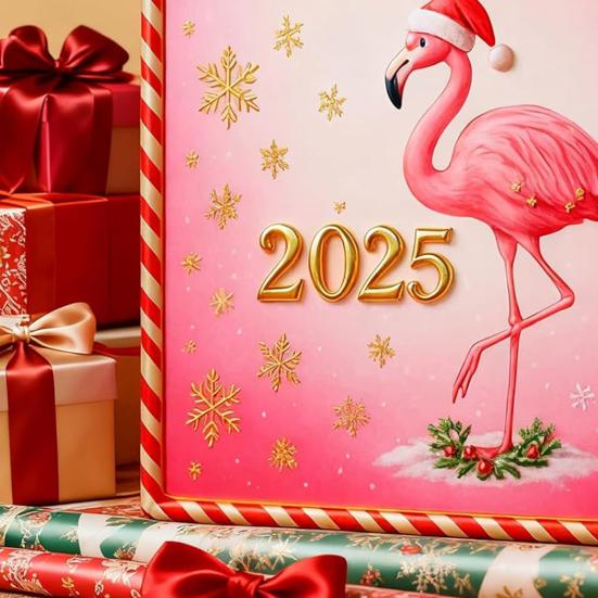 Yousheng 2025 Flamingo Advent Calendar 24 Days Countdown Calendar with Acrylic Flamingo Ornaments Pink Tropical Flamingo-Themed Holiday Decoration