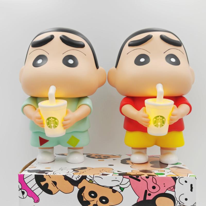 1 Piece Vinyl Milk Tea Glowing Cup Desktop Ornament 25Cm  Crayon Shin-Chan Hands-Doll Noob Anime Figure Living Room Model Toy