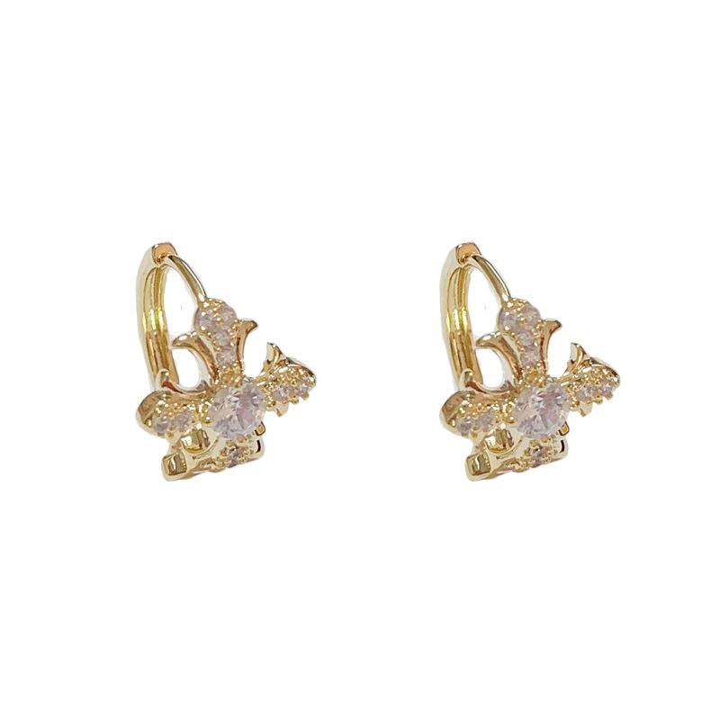 RESOUL 14K Gold Plated Brass Dainty Cross Huggie Earrings Cubic Zirconia Crucifix Drop Religious Jewelry for Women золотой
