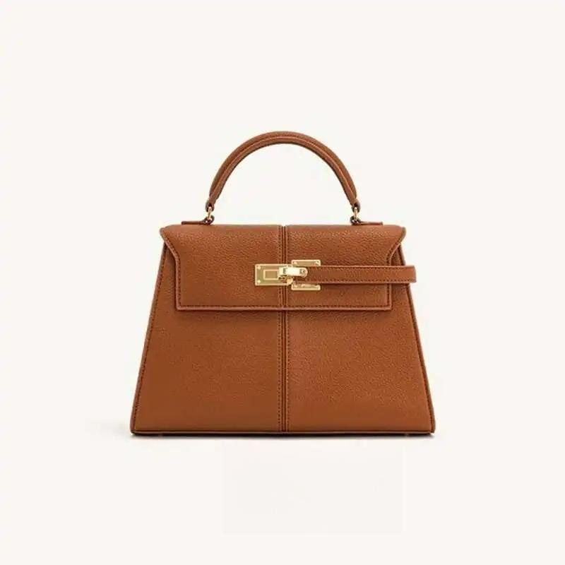 2026 Trapezoidal Leather Women's Bag Fashi Niche Handbag Top-handle Versatile Bags