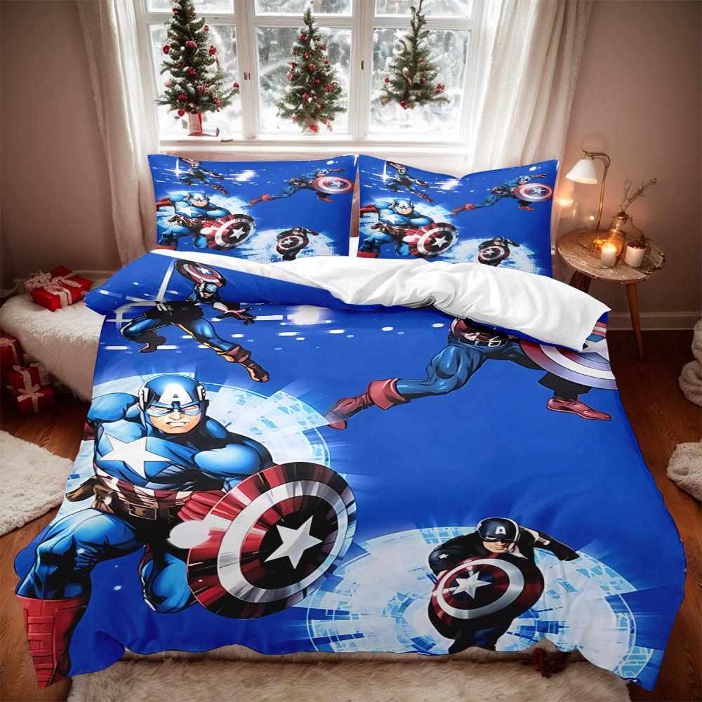 Iron Man Captain America Duvet Cover Pillowcase,BoyGirl Bedroom Decoration Bedding Set Children-Gift Single Double Large Size