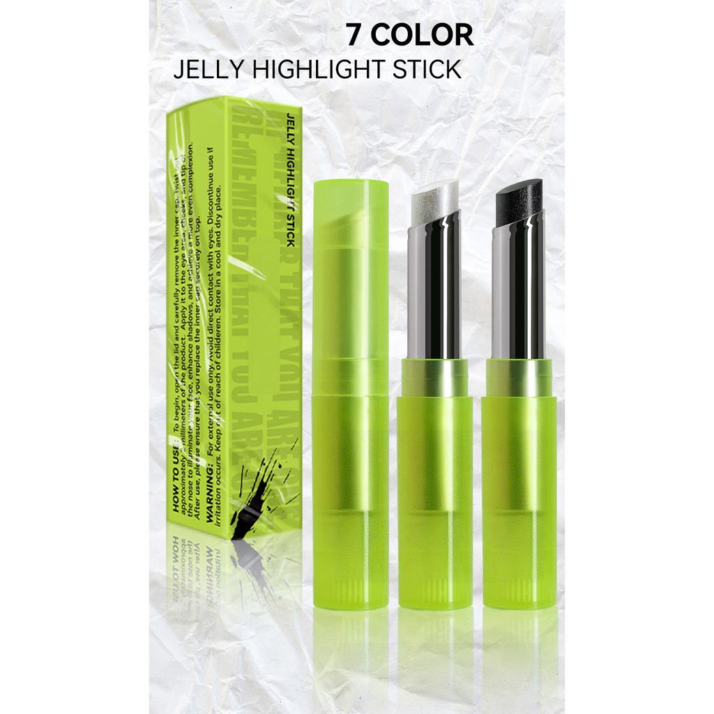 Damen Schimmernder Jelly Highlighter Stick Wasserdicht Lang Anhaltend Lidschatten und Gesichtsglitzer Make-up für Halloween Festival