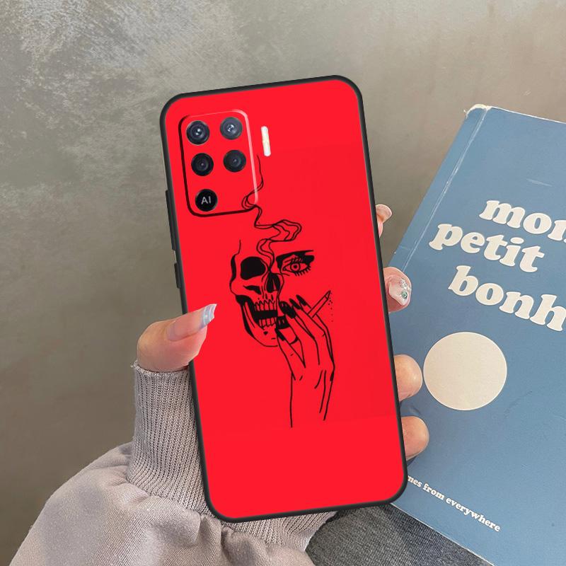 Red Doodles Aesthetics Quotes Case For Oppo A80 A40 A60 A98 A78 A18 A38 A58 A16 A76 A96 A17 A77 A74 A94 A54 A57S A15 Cover