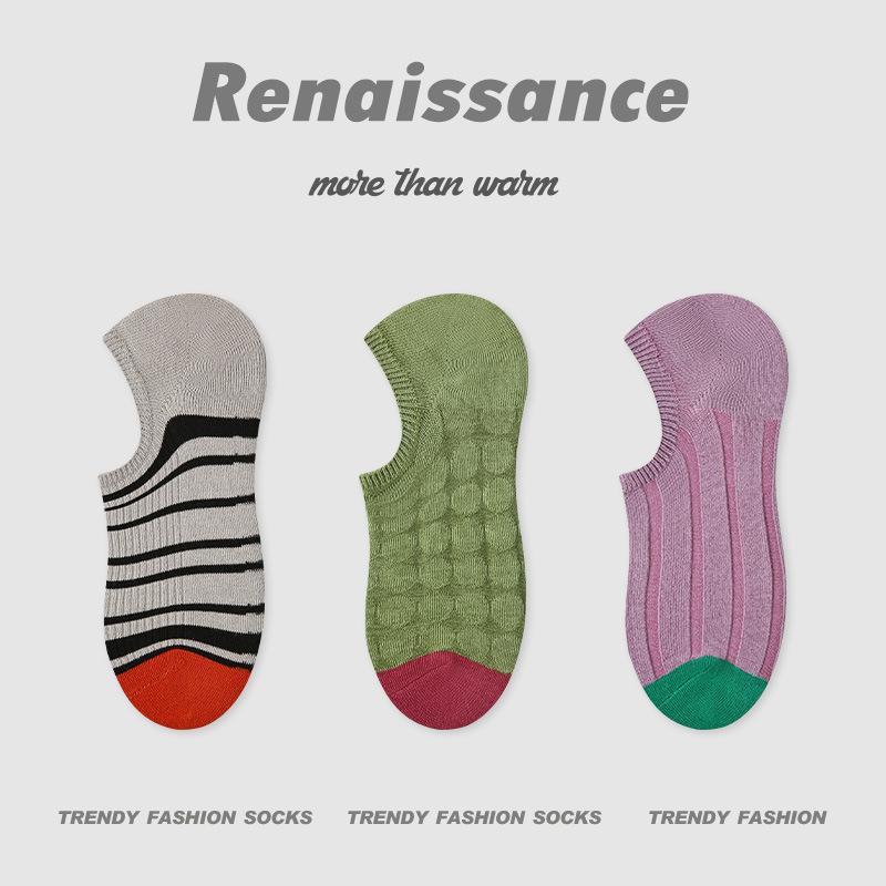 Socks, Women, Summer Thin, Breathable Short Socks, Retro Relief, Knitted, Non Falling Heels, Invisible Ship Socks