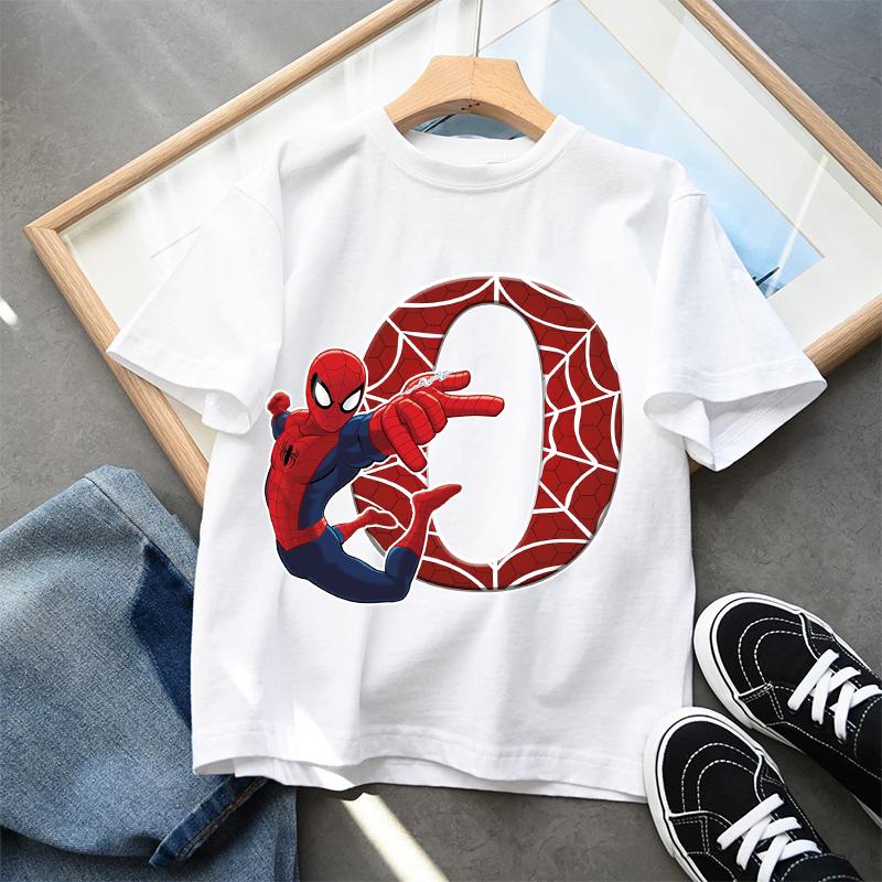 2026 New Children s Spider Man Cartoon Letter Printed T-shirt Cotton T-shirt Boys Short Sleeved Top Children s Clothing 110