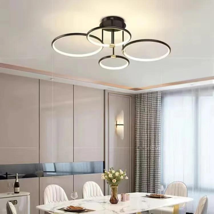 Modern minimalist led chandelier light luxury art gold circle livingroom restaurant bedroom kitchen home decor hanging Lights