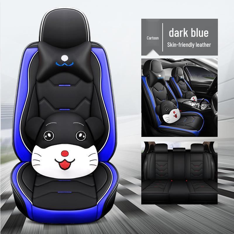 2022 Cartoon Mouse Leather Car Seat Covers - Universal, Four Seasons Full Wrap Set