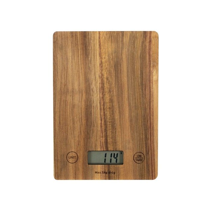 Electronic kitchen scale - LIVOO - DOM492 - Acacia tray - Max. 5 kg - 4 units of measurement - LCD screen verde