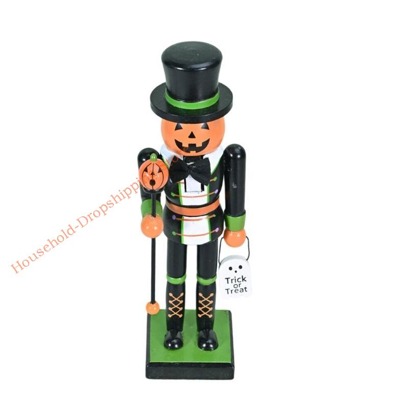 Halloween Wooden Figurine 25cm Seasonal Decor Christmas Nutcracker Figures Statue For Shelves Tables Children's Gifts