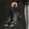 2025 Men's Motorcycle Boots Handmade Leather Lace-Up Platform Shoes Retro Street Style Comfy All-match Ankle Boots