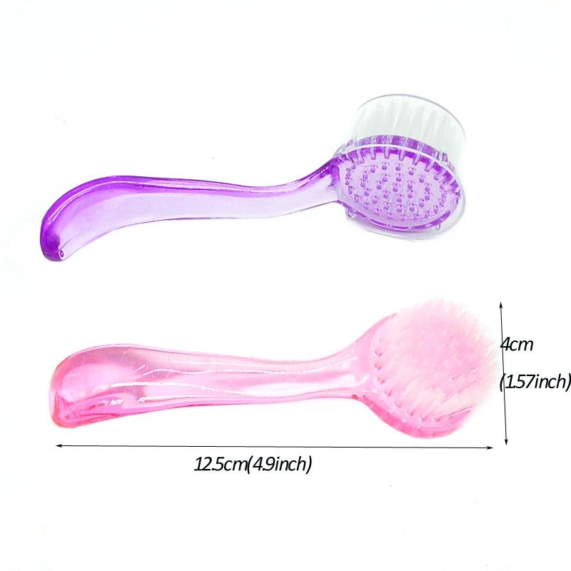 2Pcs/Pack Multifunctional Brush Plastic Nail Cleaning Brushes Round Head Powder Clear Scrubbing Dust Remover Manicure Tools