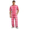 Men's Short Sleeve Pajama Set with Button Fly and Elastic Drawstring Waist for Sleepwear