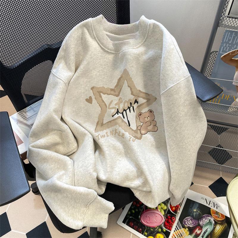 

Heavy-duty printed fashion women s clothing round neck pullover long-sleeved sweater men s clothing 2025 new autumn and winter loose coat XXXXL