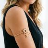 Yousheng Arm Bracelet for Women, Adjustable Opening C-Shaped Armband, Star Moon Rhinestone Design Arm Cuff, Metal Texture Arm Jewelry